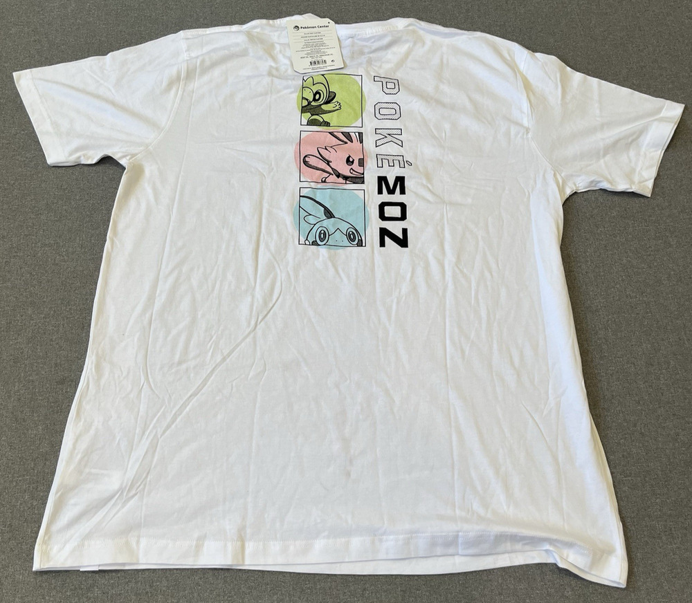 New Men’s Large / 2XL Pokémon Center 2020 Short Sleeve White T Shirt